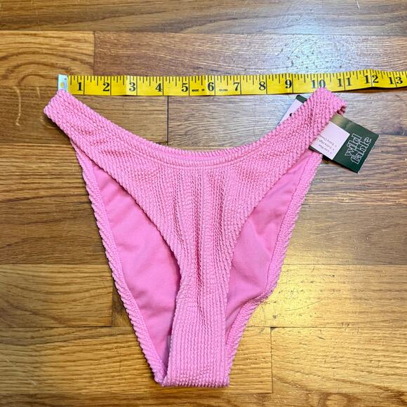Wild Fable Womens XXS 00 Pink Ribbed Low Rise Cheeky High Leg Swim Bikini Bottom - Picture 2 of 9